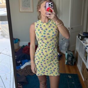 Vintage Y2K Floral Yellow Sleeveless Dress